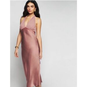 Reformation silk midi halter dress
